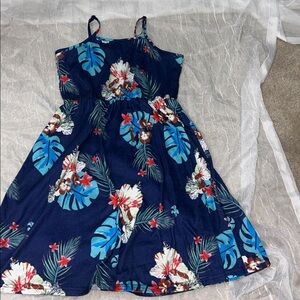 Floral Blue Sleeveless Dress